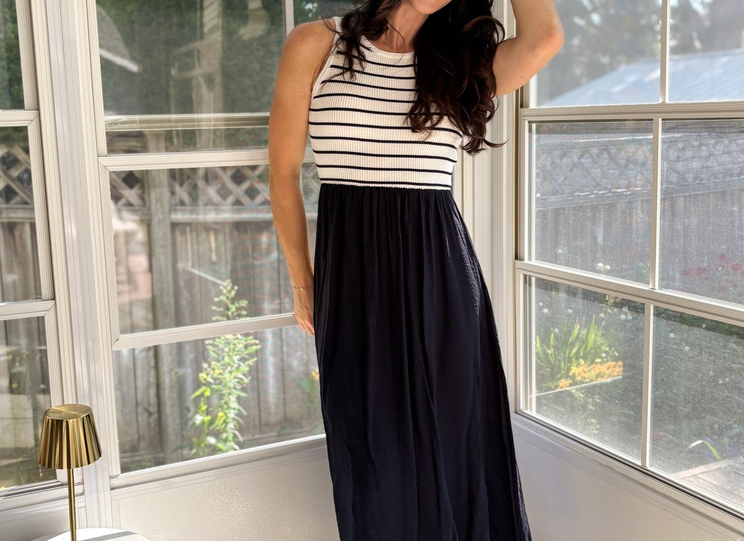 Ash Sleeveless Mixed Media Midi Dress - Love and Lee Apparel