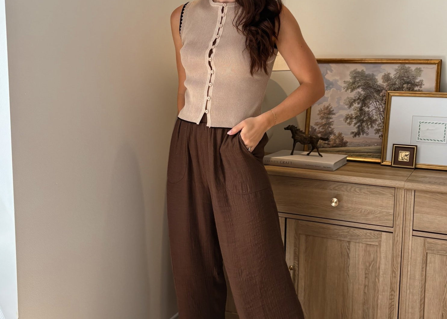 The Camille Contrast Stitch Trim Button Down Ribbed Knit Vest - Love and Lee Apparel