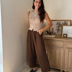 The Camille Contrast Stitch Trim Button Down Ribbed Knit Vest - Love and Lee Apparel