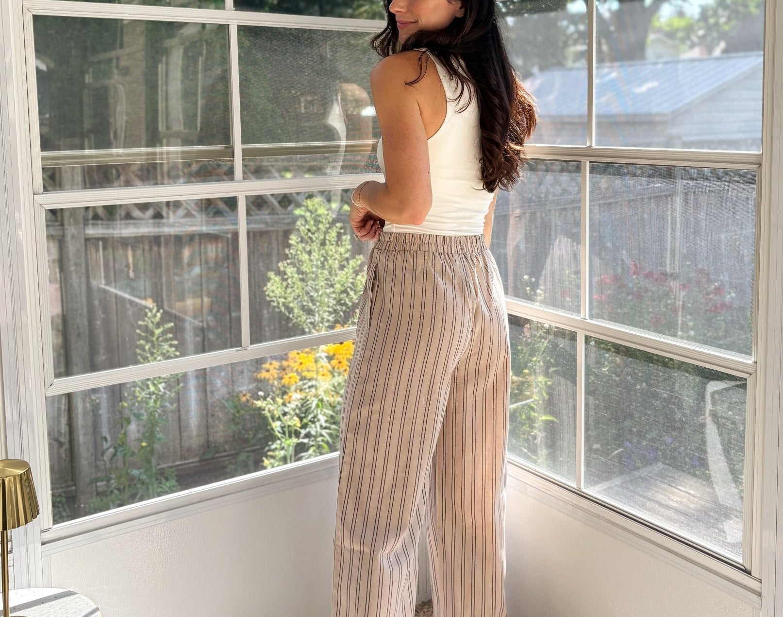 Coco Stripe Elastic Waist Linen Lounge Pants - Love and Lee Apparel