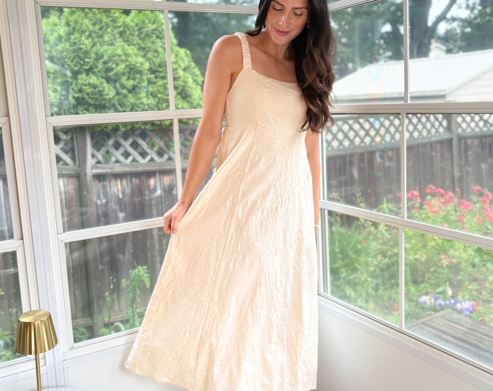 Iris Textured Floral Embroidery Midi Dress - Love and Lee Apparel