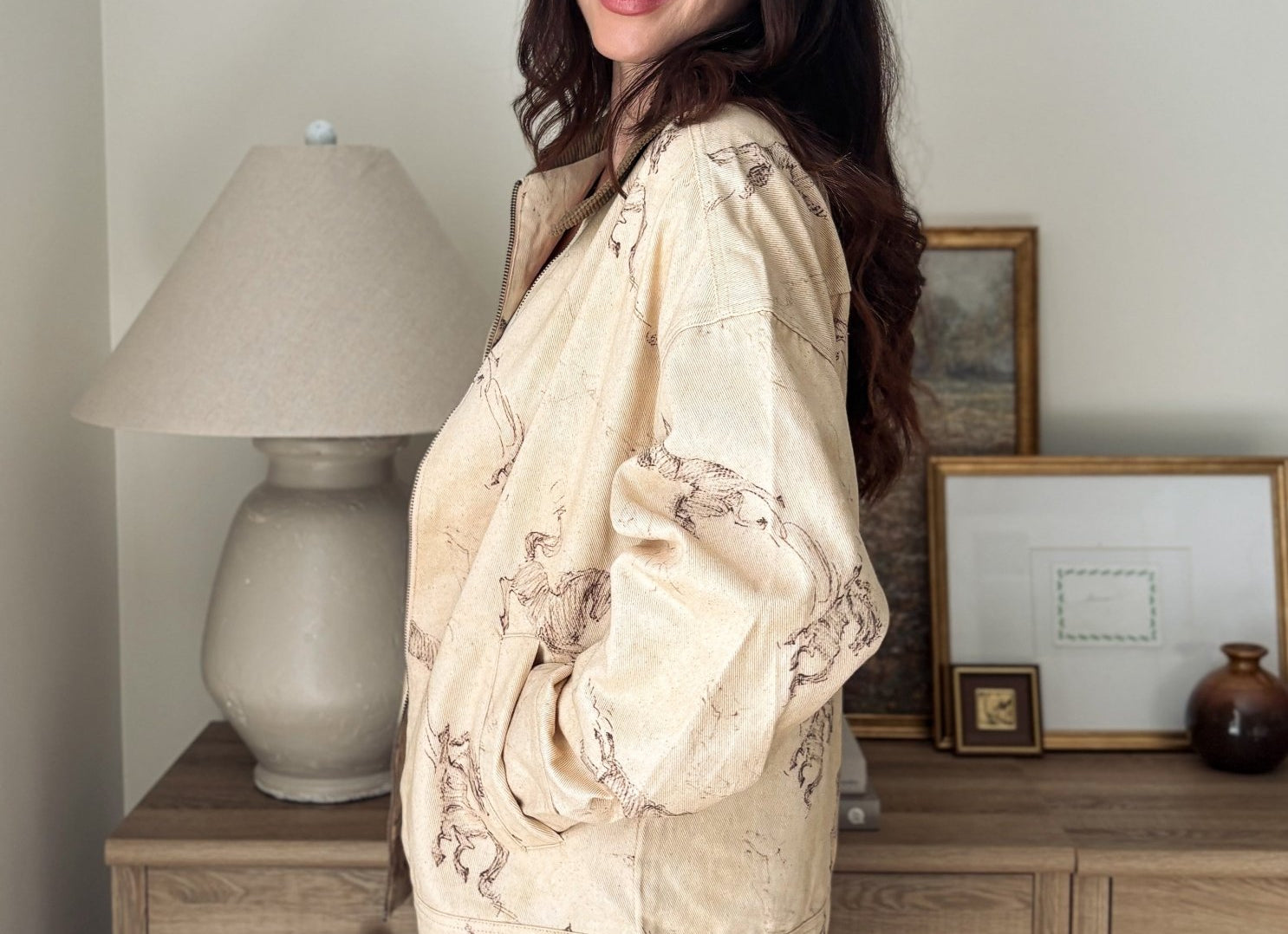 The Countryside Stables Western Horse Print Zip Up Jacket - Love and Lee Apparel