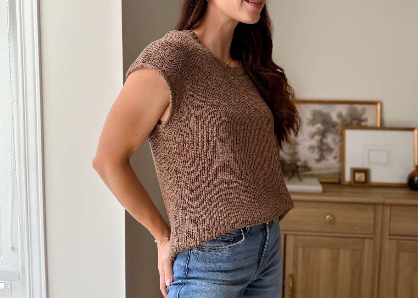 The Tilly Crew Neck Raw Sleeve Relaxed Sweater Knit Top - Love and Lee Apparel