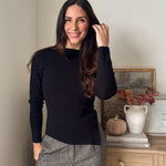 The' Home for the Holiday' Boat Neck Dolman Long Sleeve Knit Sweater in Black - Love and Lee Apparel