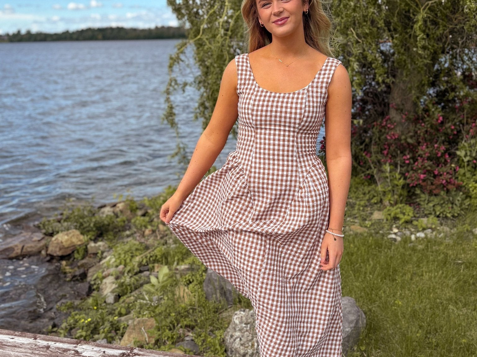 Ophelia Gingham Print Midi Dress - Love and Lee Apparel