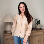 The Aspen Floral Embroidered Cotton Blend Blouse Boho Puff Sleeve - Love and Lee Apparel