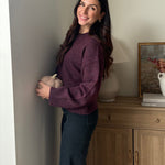 The Mauve Wine Long Sleeve O-Neck Pullover Sweater - Love and Lee Apparel
