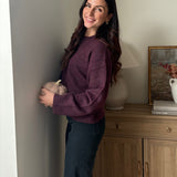 The Mauve Wine Long Sleeve O-Neck Pullover Sweater - Love and Lee Apparel