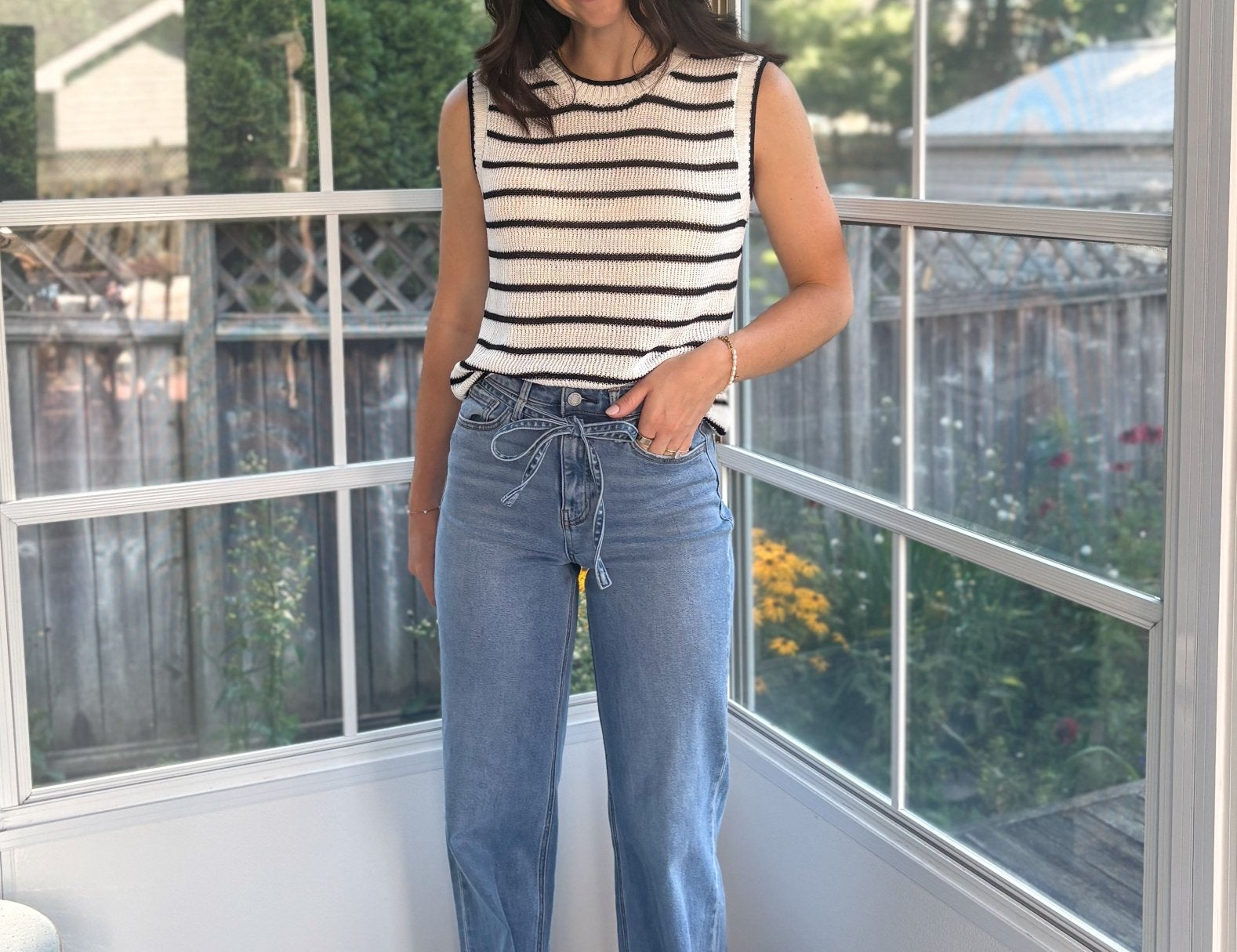 Olive High Waisted Wide Leg Jeans with Removable Denim Belt - Love and Lee Apparel