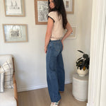 The Rae High Rise Dark Wash Clean Cut Raw Hem Wide Jeans - Love and Lee Apparel
