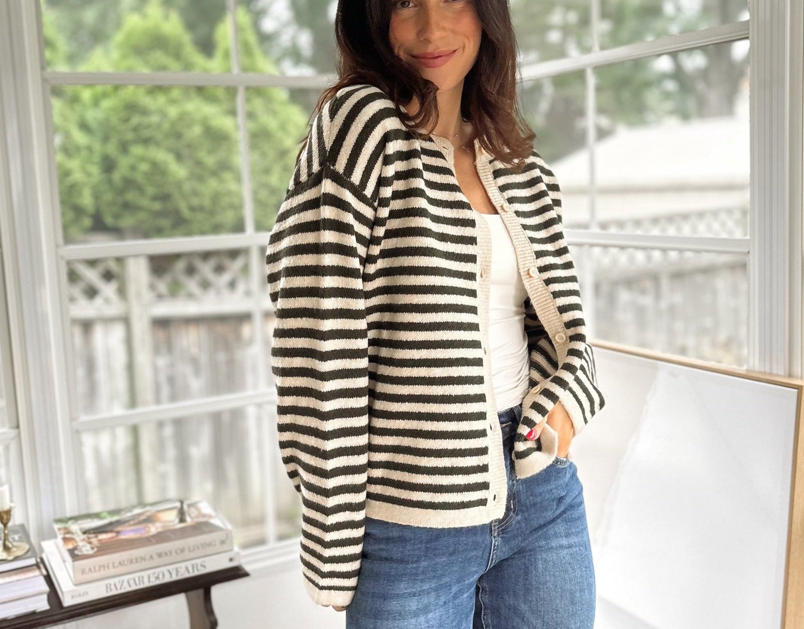 'Row Club' Striped Cardigan - Love and Lee Apparel