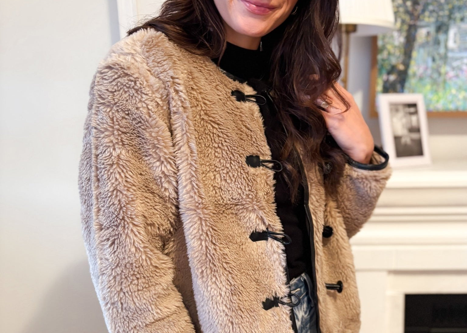 The Trish Crew Neck Teddy Jacket with Toggles - Love and Lee Apparel