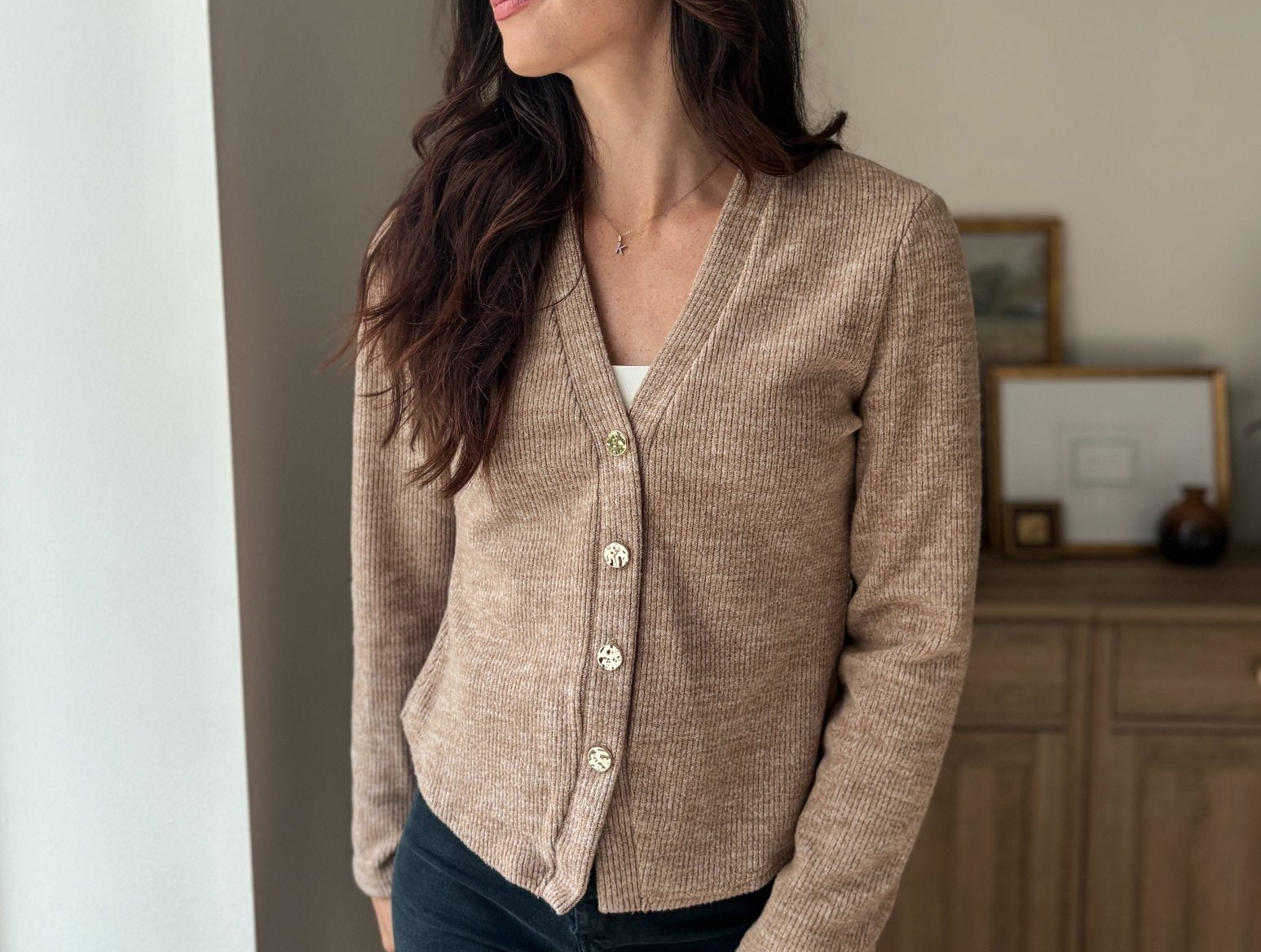The Heritage Estate Ribbed V-Neck Cardigan in Mocha - Love and Lee Apparel