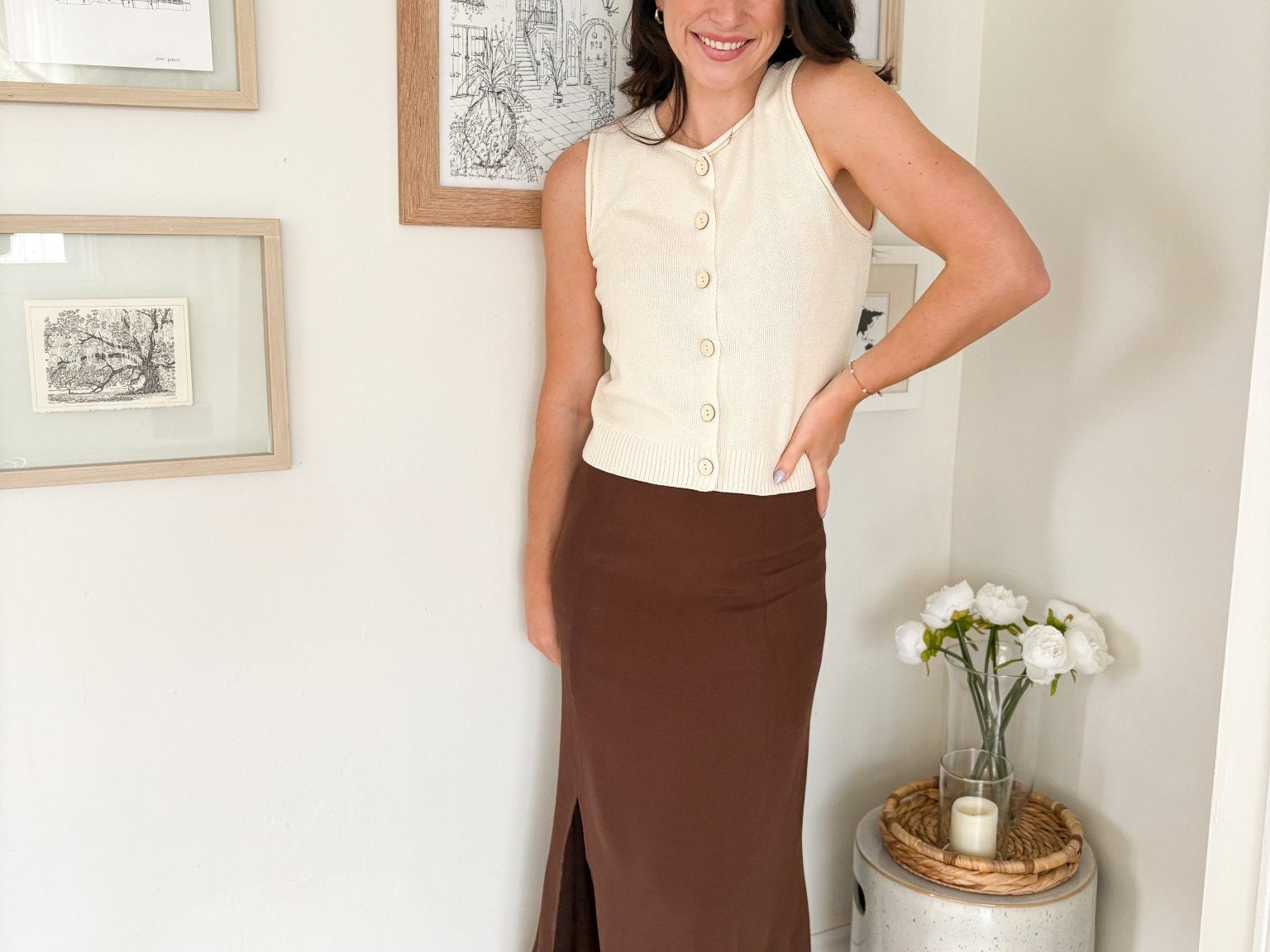 Pheobe Midi Skirt with Slit - Love and Lee Apparel