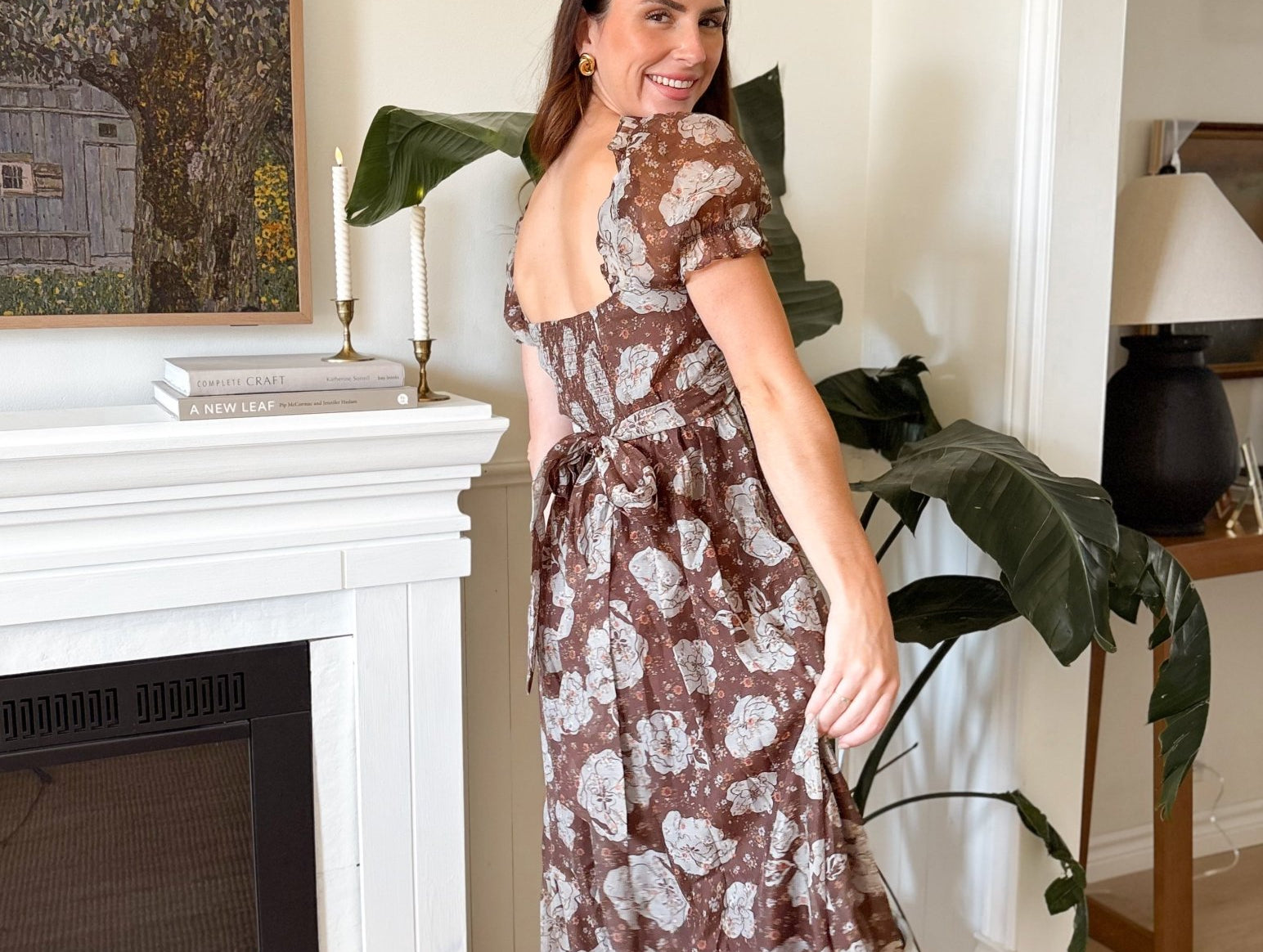 The Winona Puff Sleeve Sweetheart Neckline Floral Midi Dress - Love and Lee Apparel