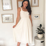 The Avery Spaghetti Strap Front Tie Shirred Waist Midi Dress - Love and Lee Apparel