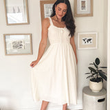 The Avery Spaghetti Strap Front Tie Shirred Waist Midi Dress - Love and Lee Apparel