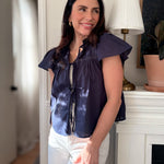 The Cosette Pintuck Lace Yoke Ruffle Detail Front Tie Blouse - Love and Lee Apparel