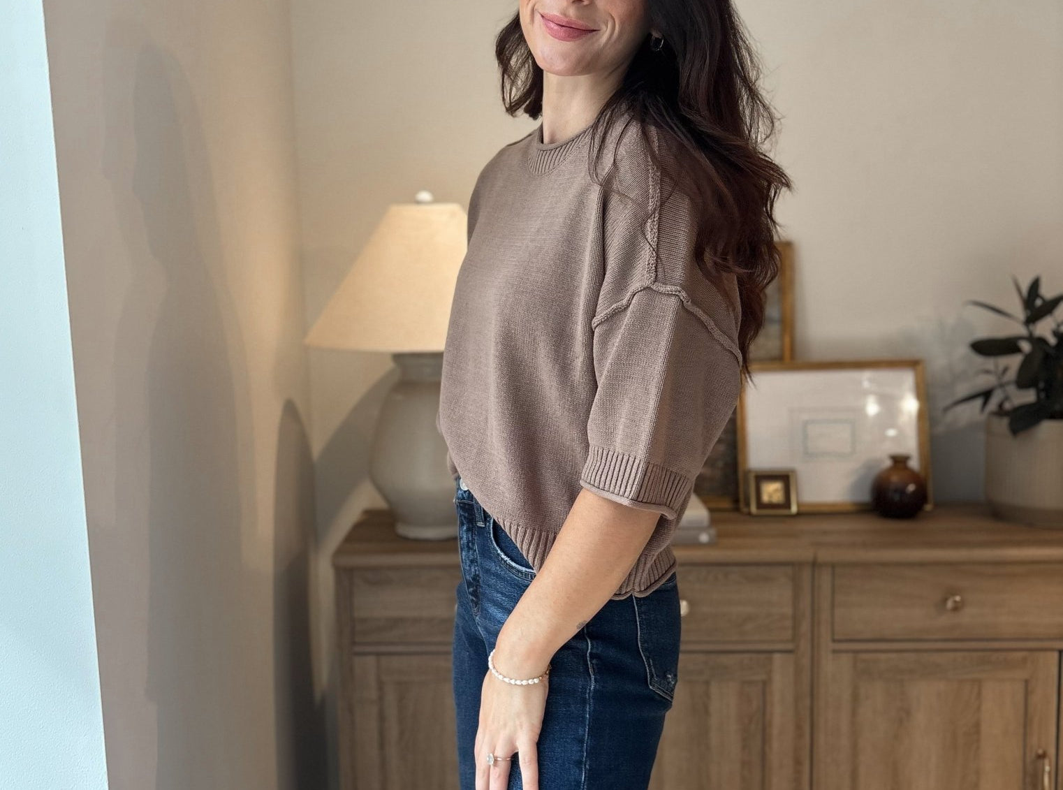 The Stone Hearth Exposed Seam Drop Shoulder Short Sleeve Pullover - Love and Lee Apparel