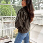 'The Varsity Club' Collared Zip-Up Faux Leather Bomber Jacket - Love and Lee Apparel