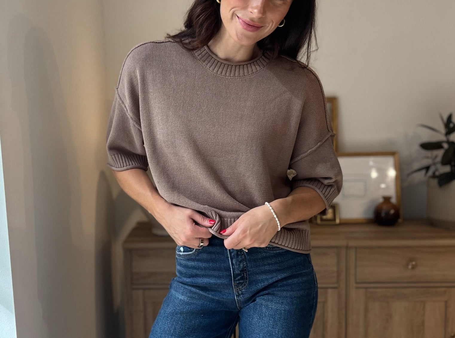 The Stone Hearth Exposed Seam Drop Shoulder Short Sleeve Pullover - Love and Lee Apparel
