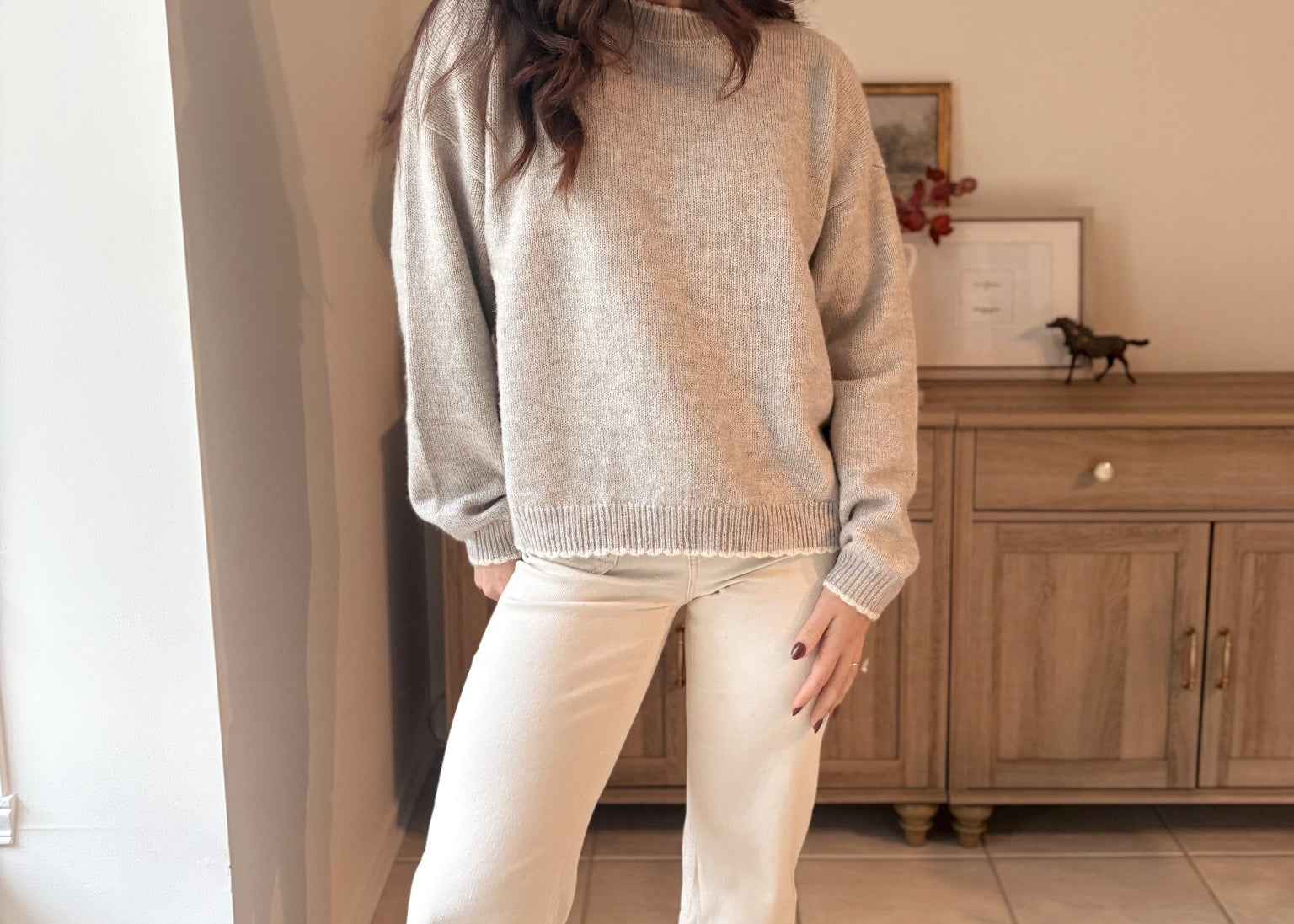 The London Fog Contrast Edge Crew Neck Long Sleeve Pullover - Love and Lee Apparel