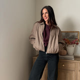 The 'Long Weekend' Raglan Zip-Up Cropped Balloon Hem Jacket - Love and Lee Apparel