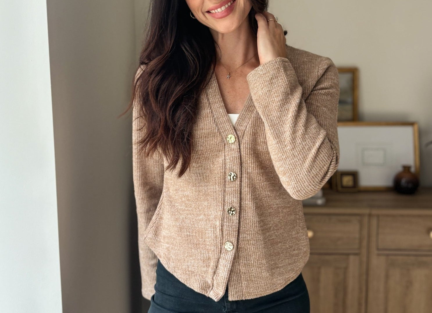 The Heritage Estate Ribbed V-Neck Cardigan in Mocha - Love and Lee Apparel