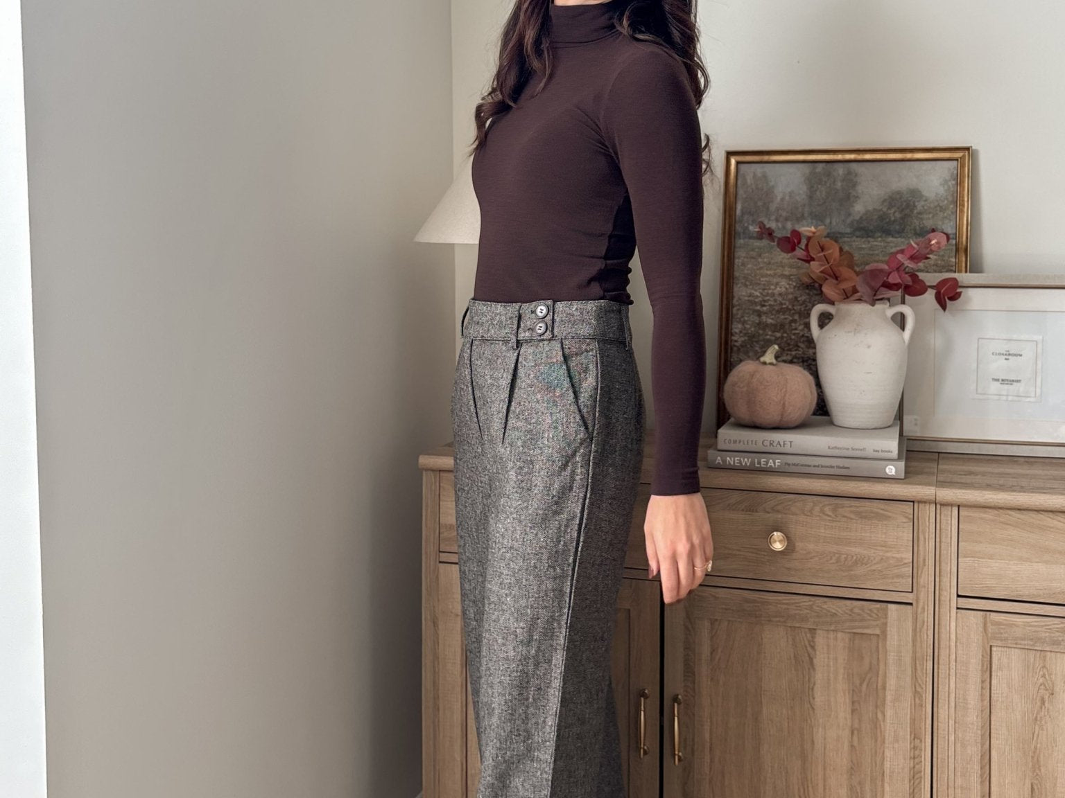 The 'Tweed & Pine' High Waisted Pleated Wide Leg Wool Blend Trousers - Love and Lee Apparel