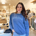 The Mom Club Crewneck Knit Top in Indigo Denim Blue - Love and Lee Apparel