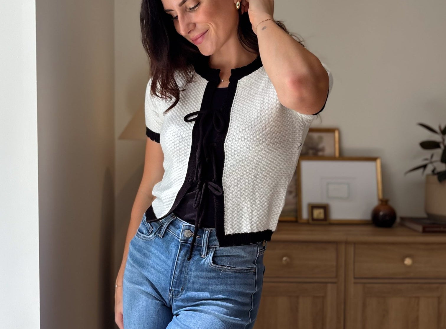 Gwen Tie Up Short Sleeve Cardigan - Love and Lee Apparel
