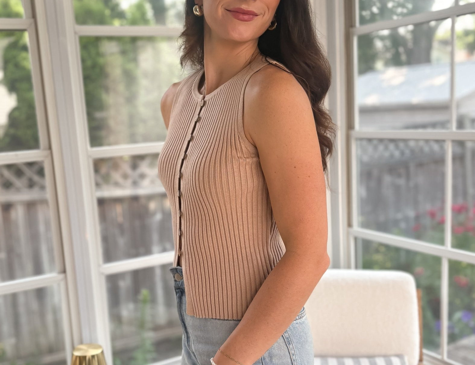 September Sleeveless Button Vest - Love and Lee Apparel
