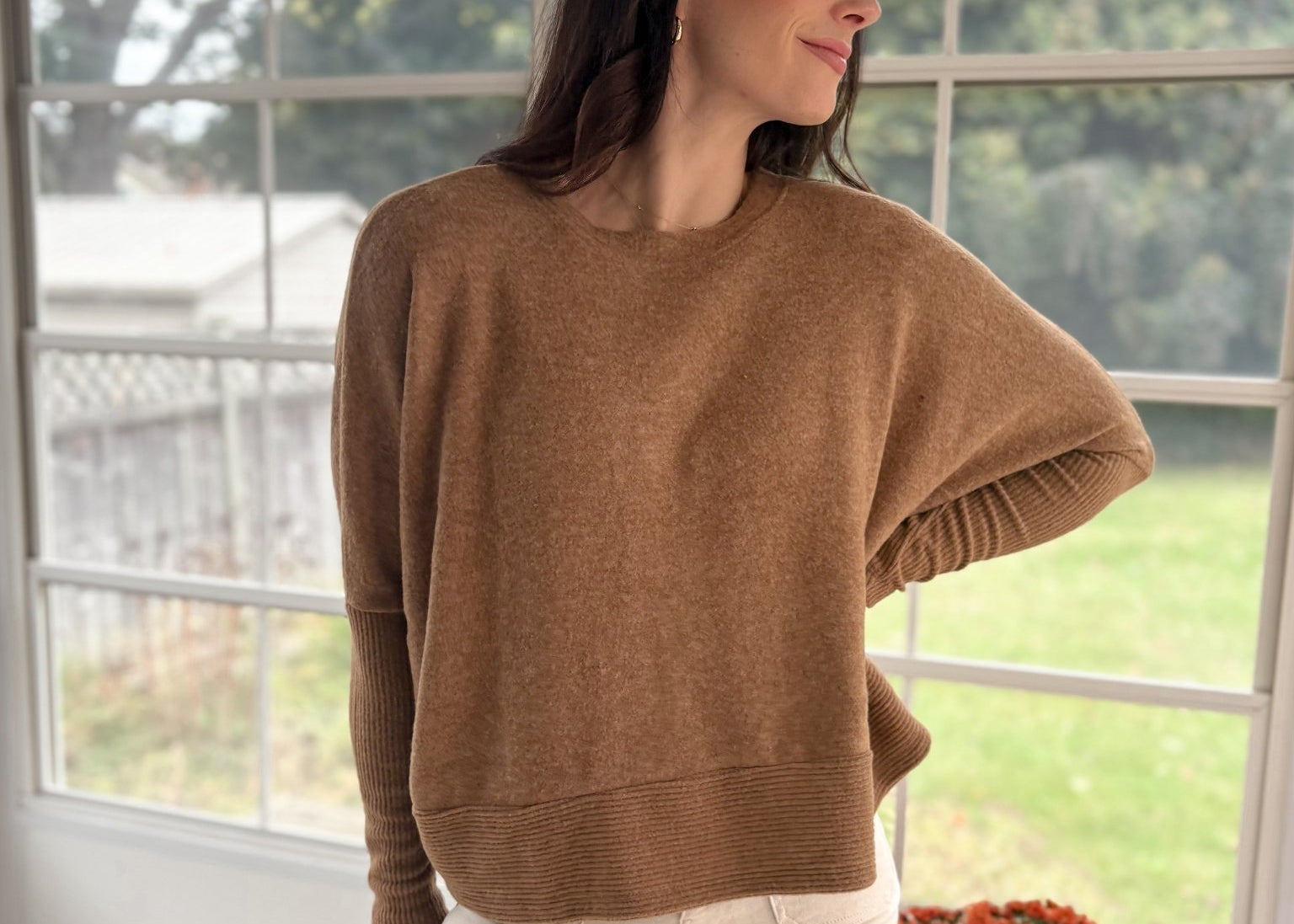 The Harrington Brushed Melange Hacci Dolman Sleeve Sweater - Love and Lee Apparel