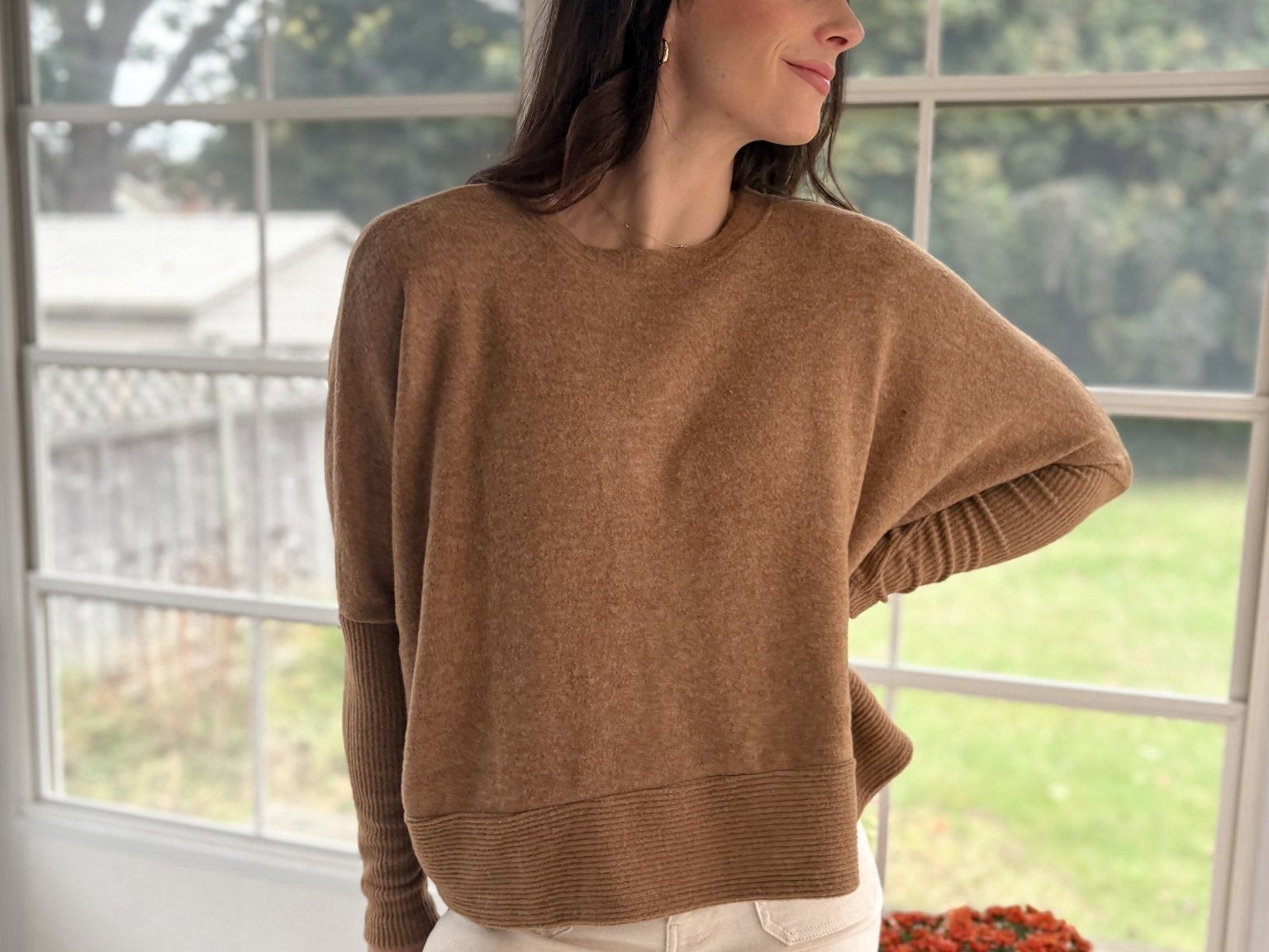 The Harrington Brushed Melange Hacci Dolman Sleeve Sweater - Love and Lee Apparel