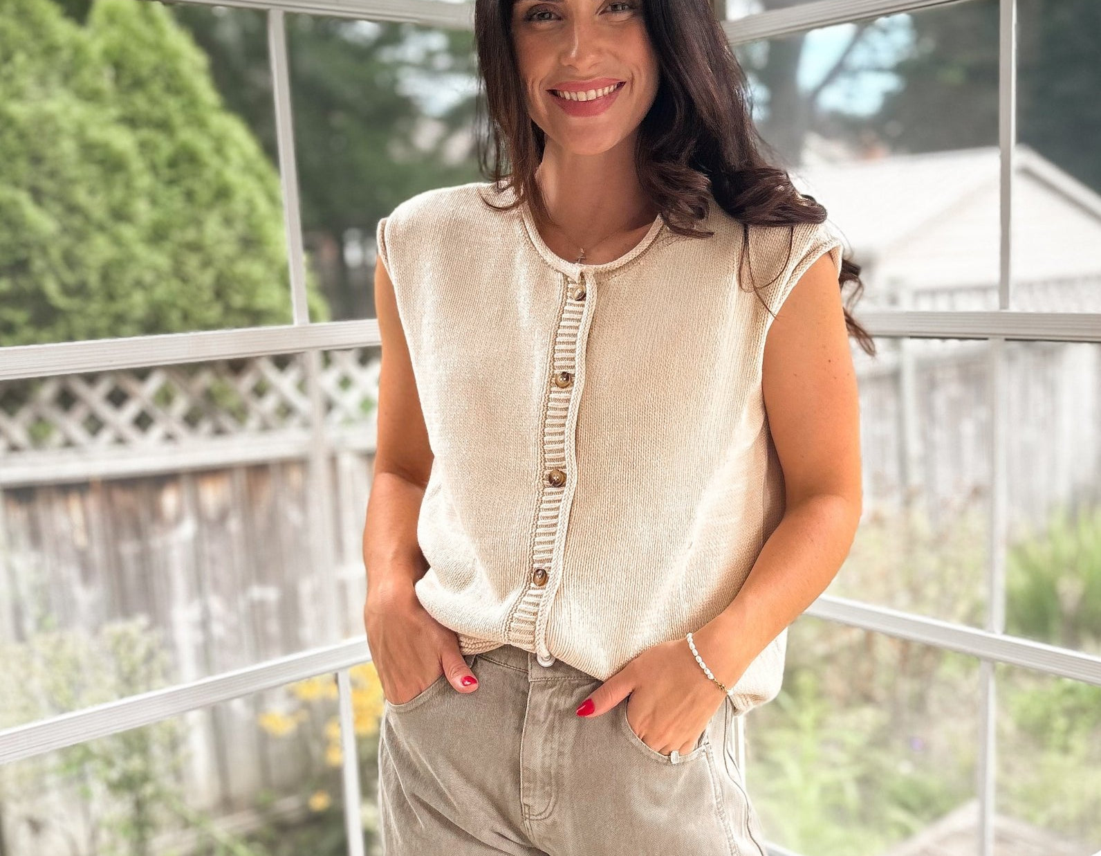 The Sybel Raw Edge Sleeveless Button Down Knit Cardigan - Love and Lee Apparel