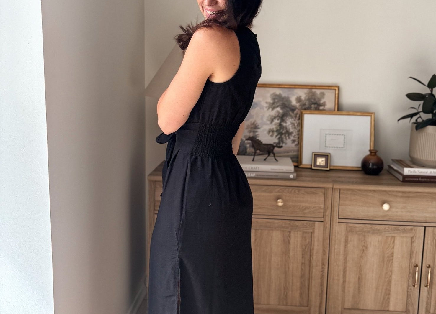 The Peyton Sleeveless Tie Detail Linen Effect Woven Midi Dress - Love and Lee Apparel