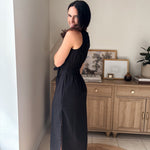 The Peyton Sleeveless Tie Detail Linen Effect Woven Midi Dress - Love and Lee Apparel