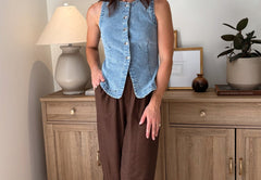 The Beatrice Washed Denim Button Down Vest - Love and Lee Apparel