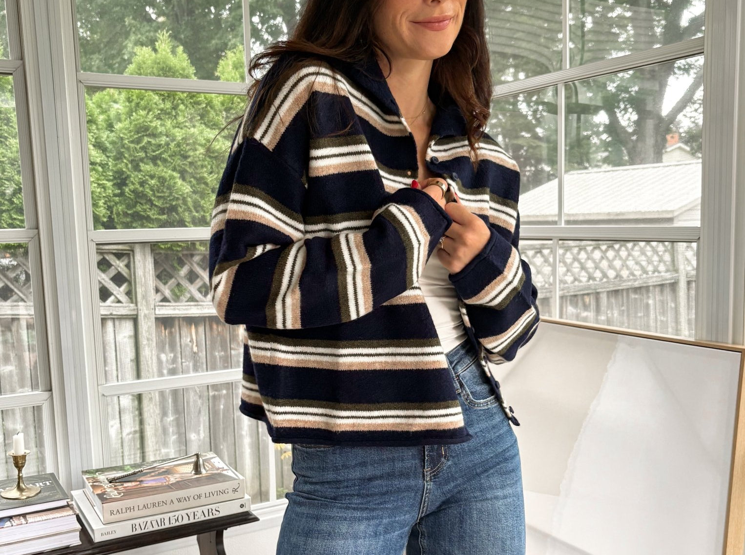 'Meet Me on Campus' Multi-Color Stripe Rolled Neck Knit Cardigan - Love and Lee Apparel