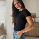 The 'Rosemary & Sage' Scalloped Short Sleeve Button Down Knit Cardigan - Love and Lee Apparel