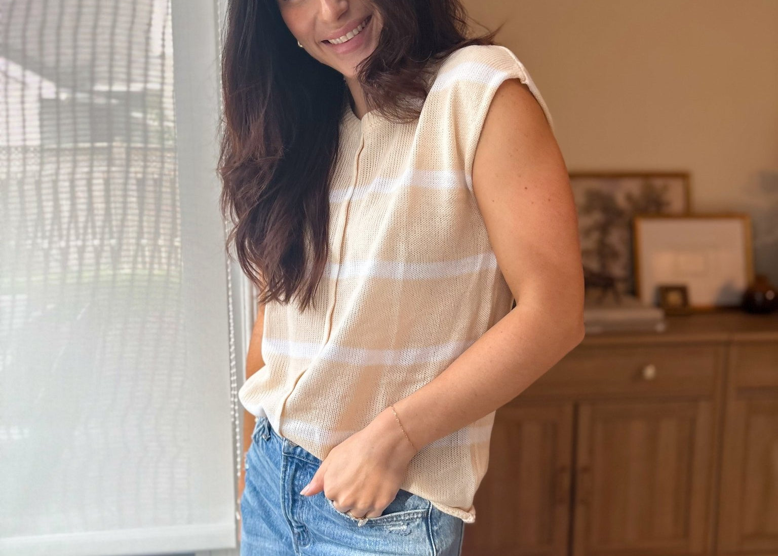 The Blayne Striped Lightweight Knit Short Sleeve Top - Love and Lee Apparel