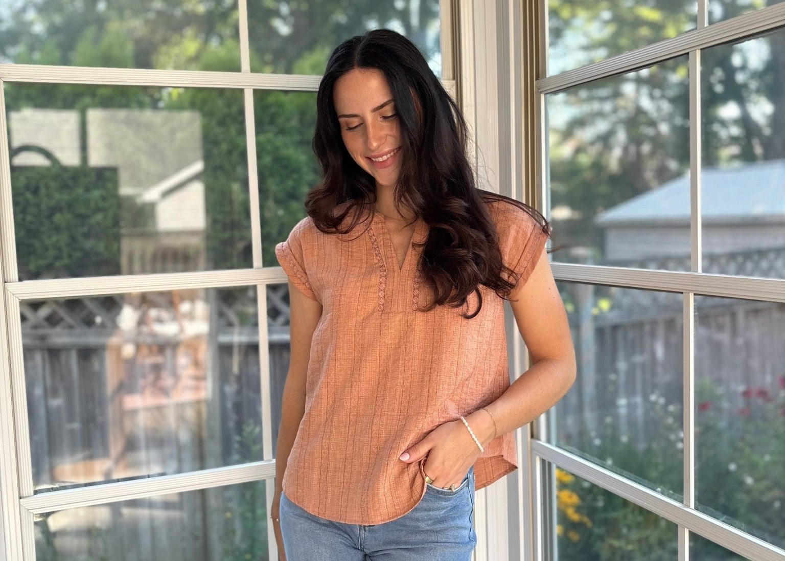 Willow Textured Woven Short Sleeve Blouse - Love and Lee Apparel
