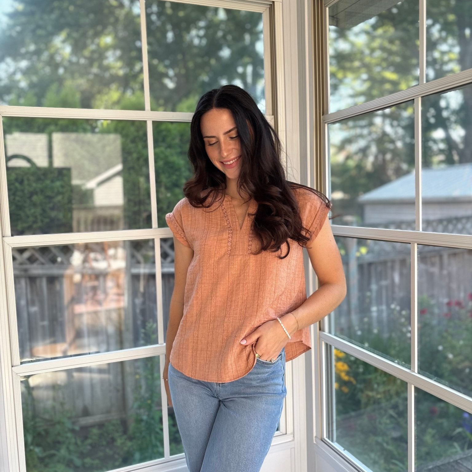 Willow Textured Woven Short Sleeve Blouse - Love and Lee Apparel