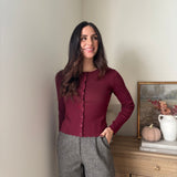 'Pass the Bordeaux' Scalloped Button Down Cardigan - Love and Lee Apparel
