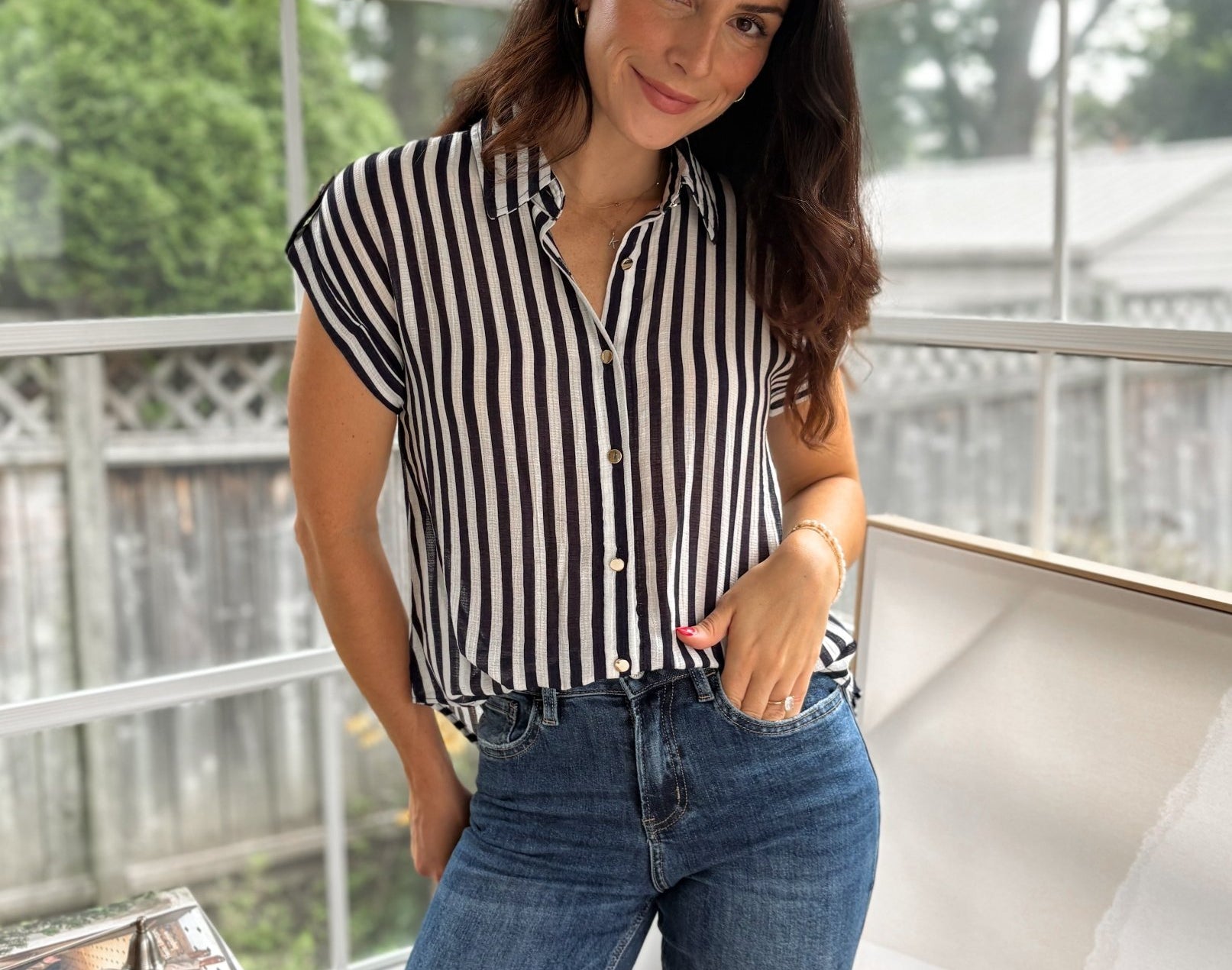 'The Ivy Society' Striped Lightweight Blouse - Love and Lee Apparel