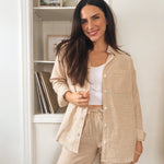 Veronica Gauze Shirt in Khaki - Love and Lee Apparel