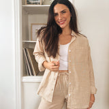 Veronica Gauze Shirt in Khaki - Love and Lee Apparel