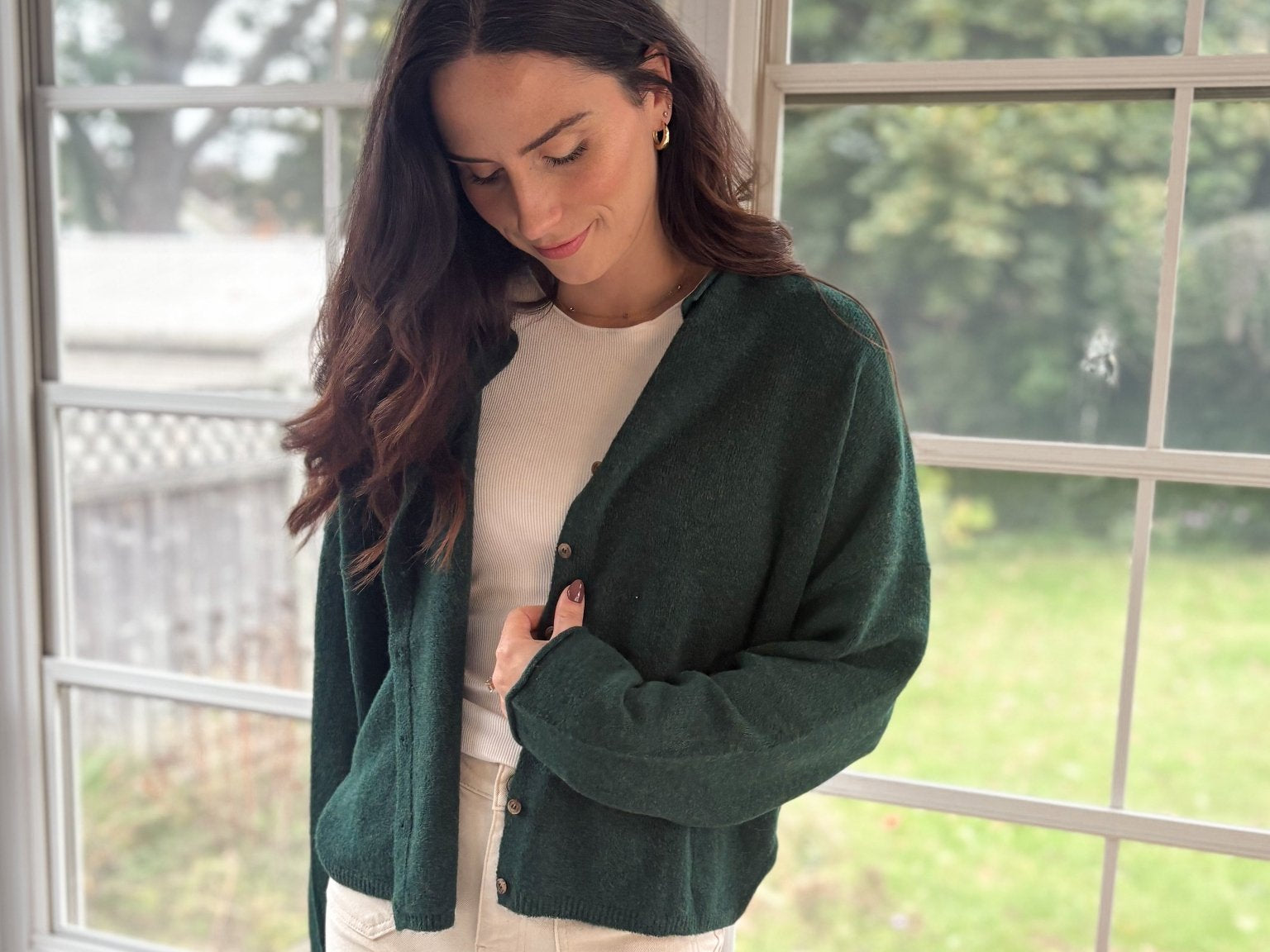 The Pippa Rolled Edge Button Down Cardigan - Love and Lee Apparel