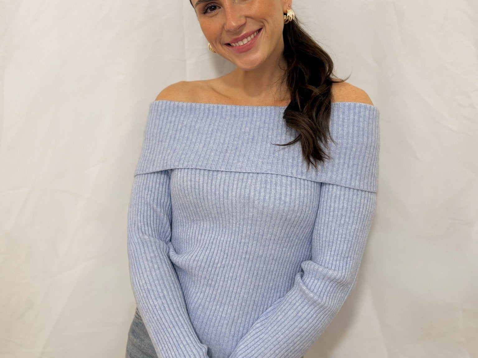The Katia Long Sleeve Off - Shoulder Knit Sweater - 2 colours available - Love and Lee Apparel