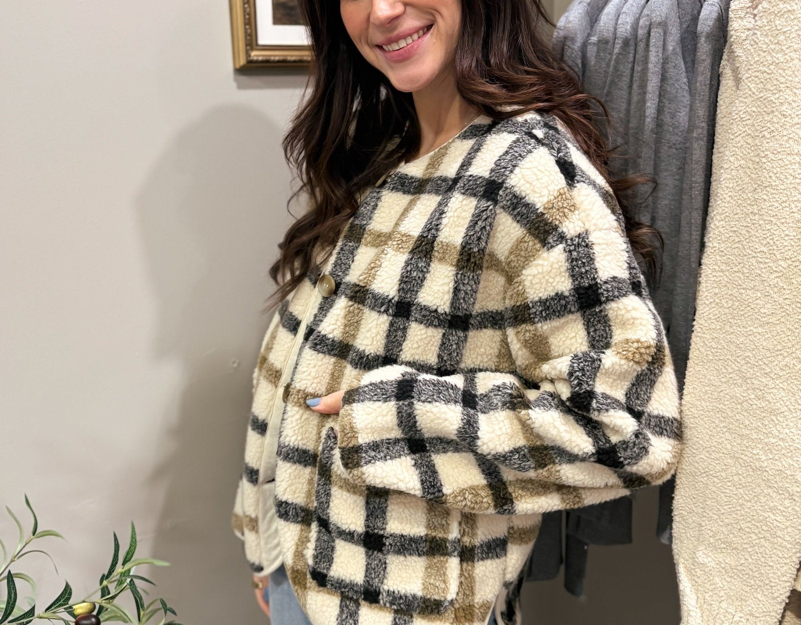 The Sabrina Plaid Button Down Teddy Jacket - Love and Lee Apparel